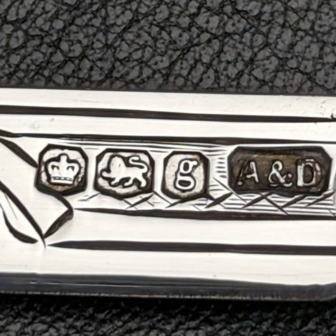 1924 British Antique White Pearl Shell Handle Pure Silver Engraved Blade Folding Pen Knife